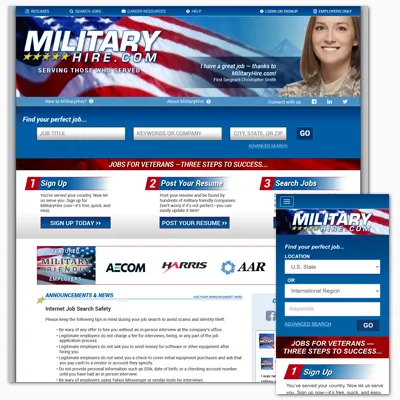 Military Hire website design and web development
